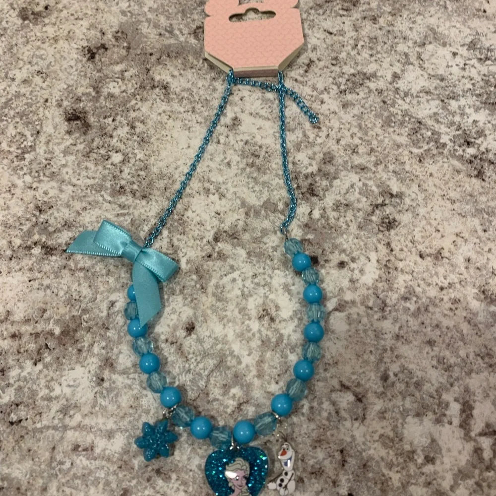 Disney frozen sunglasses, necklace, and stuffed animal lot